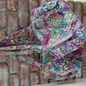 Two same fabric Vera Bradley purses. Purple, turquoise, white.